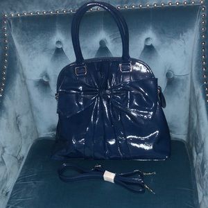 Buddha Boutique Faux Patent Leather Bow Shoulder Bag